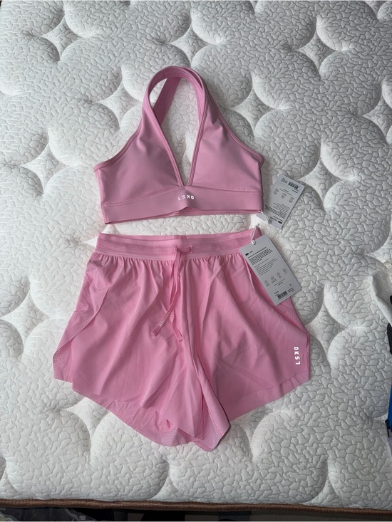 Lskd Other - LSKD Women's Pink Rose Active Bra & Shorts Set